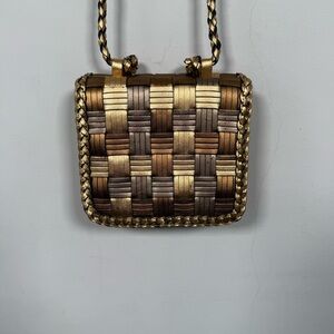 CEM Woven 100% Leather Gold/ Copper/ Silver Woven Women’s Crossbody Purse
